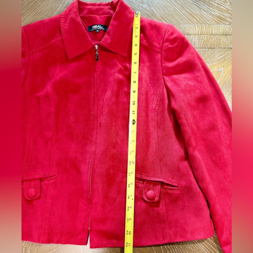 Tribal Faux Suede Women's Jacket Zip Front Pockets Size 10 - Picture 8 of 10